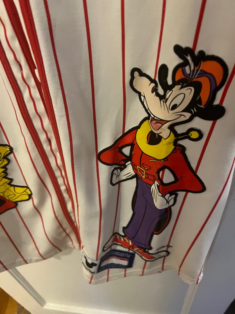H&M MOSCHINO White & Red Pinstripe Disney Baseball Jersey - Picture 4 of 9